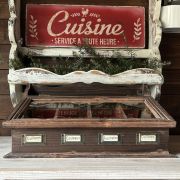 Porta posate in legno con coperchio in vetro