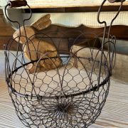Cesta in rete apribile con manici in legno