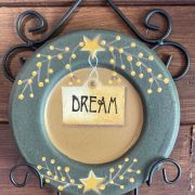 Piattini primitive in legno dipinti a mano-set da 3 “love/hope/Dream”