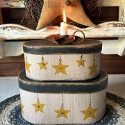 Set 2 scatole primitive con stelle in cartone