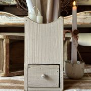 Scatola primitive porta candele in legno con cassettino per fiammiferi