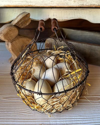 Cesta in rete apribile con manici in legno