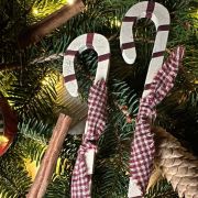 Candy cane in legno dipinto a mano