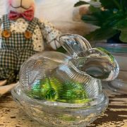 Ciotolina coniglietto in vetro porta cioccolatini