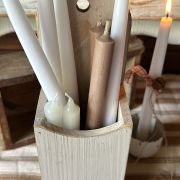 Scatola primitive porta candele in legno con cassettino per fiammiferi