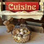 Cesta in rete apribile con manici in legno