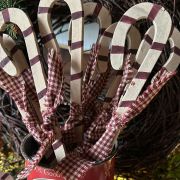 Candy cane in legno dipinto a mano