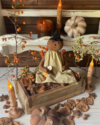 Pumpkin girl streghetta di pezza primitive