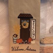 Strofinaccio autunnale in cotone americano ricamato