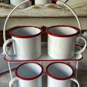 Tazza da the’/caffè smaltata con bordo rosso