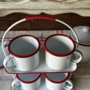 Tazza da the’/caffè smaltata con bordo rosso