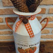 Vaso autunnale in latta “pumpkin picking”…raccolta delle zucche