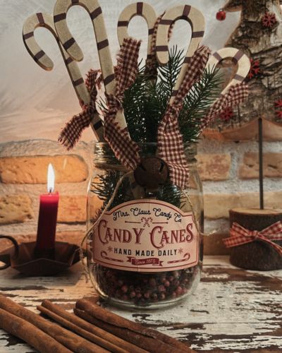 Barattolo Candy Canes con decorazioni