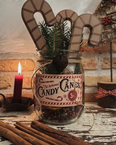 Barattolo Candy Canes con decorazioni
