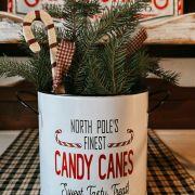 Secchiello smaltato candy canes