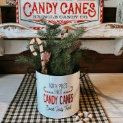 Secchiello smaltato candy canes