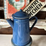 Antica caffettiera francese smaltata blu