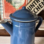 Antica caffettiera francese smaltata blu